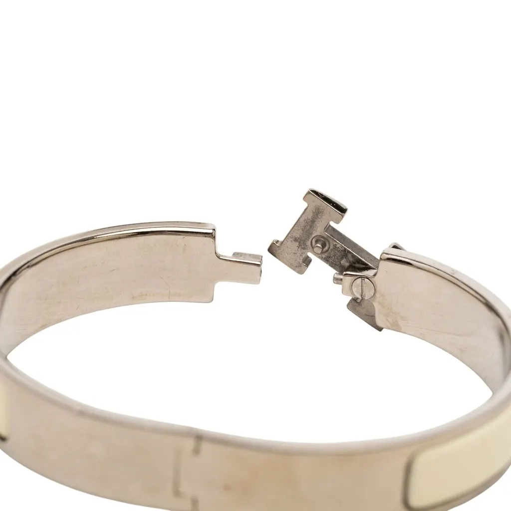 Hermès Narrow Enamel Clic H Bracelet PM White Enamel Very good - Box View