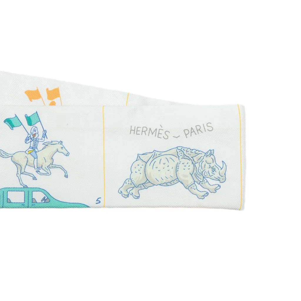 Hermès Parade Twilly Silk Scarf White Silk Very good - Inside View