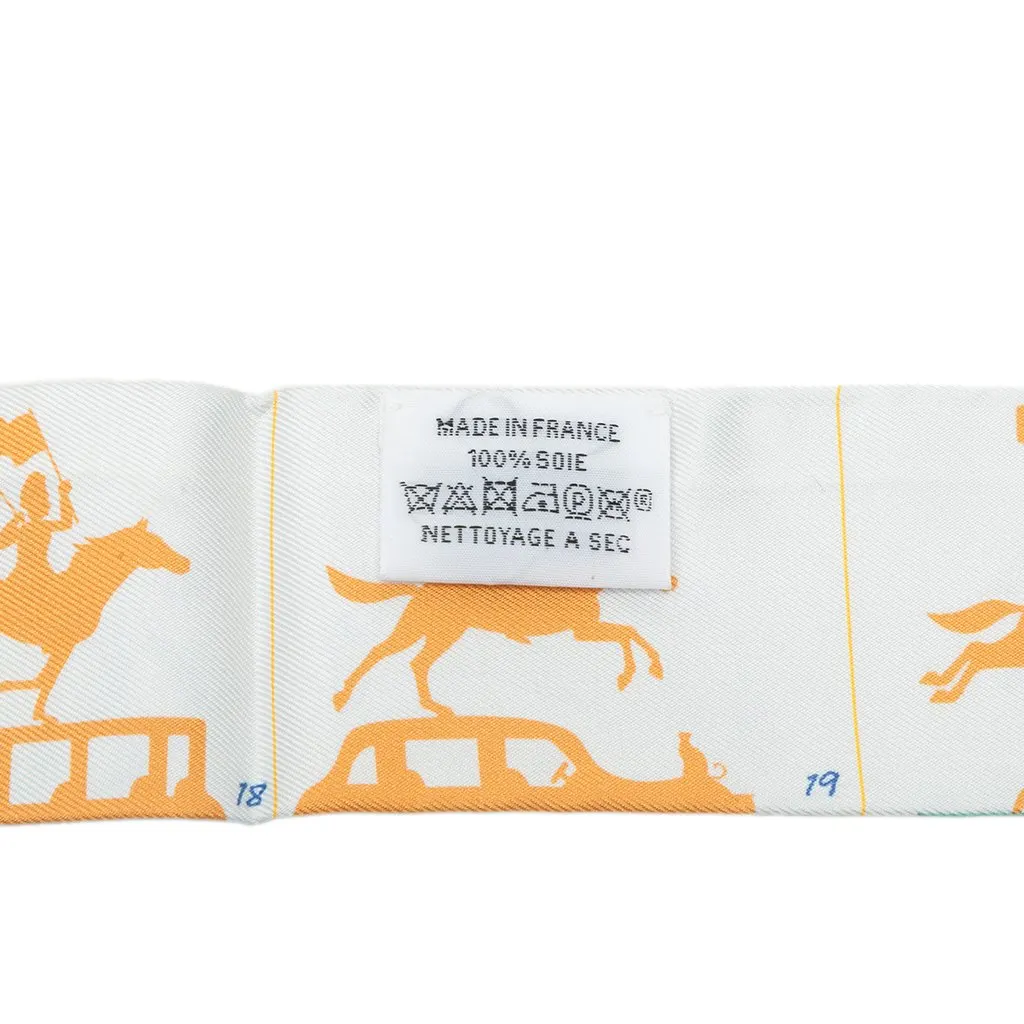 Hermès Parade Twilly Silk Scarf White Silk Very good - Box View