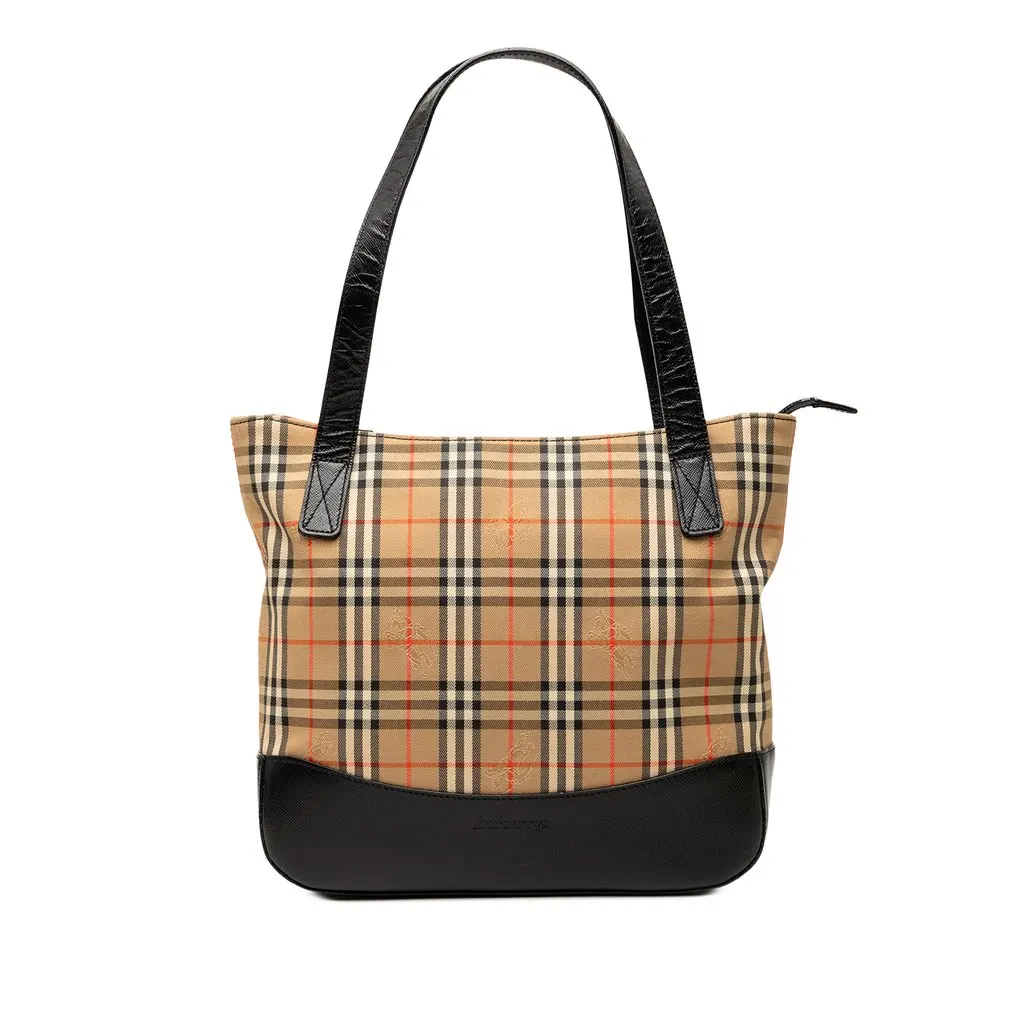 Burberry Haymarket Check Canvas Tote Beige Very good - Front View