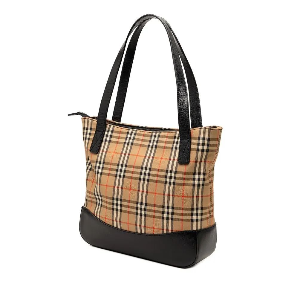 Burberry Haymarket Check Canvas Tote Beige Very good - Back View