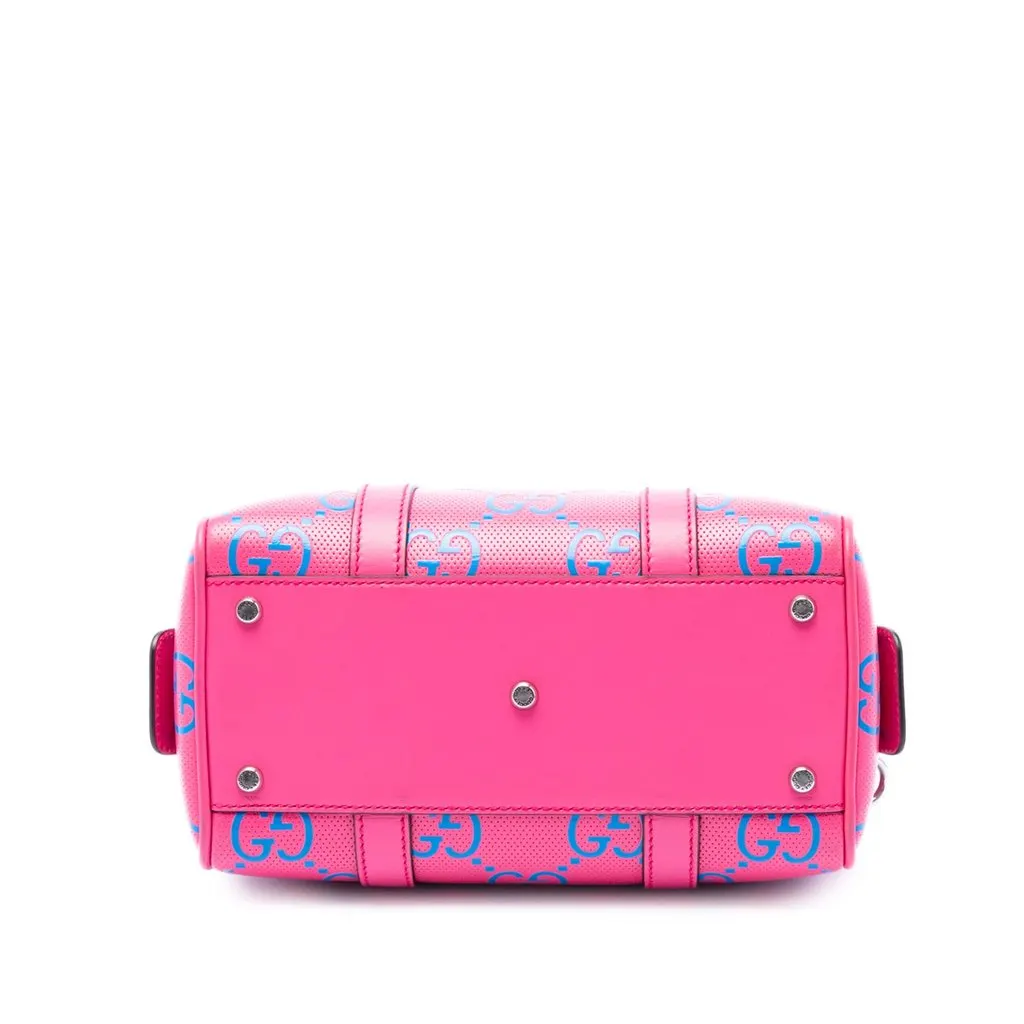 Gucci Mini Jumbo GG Perforated Leather Duffle Bag Pink Leather Very good - Inside View
