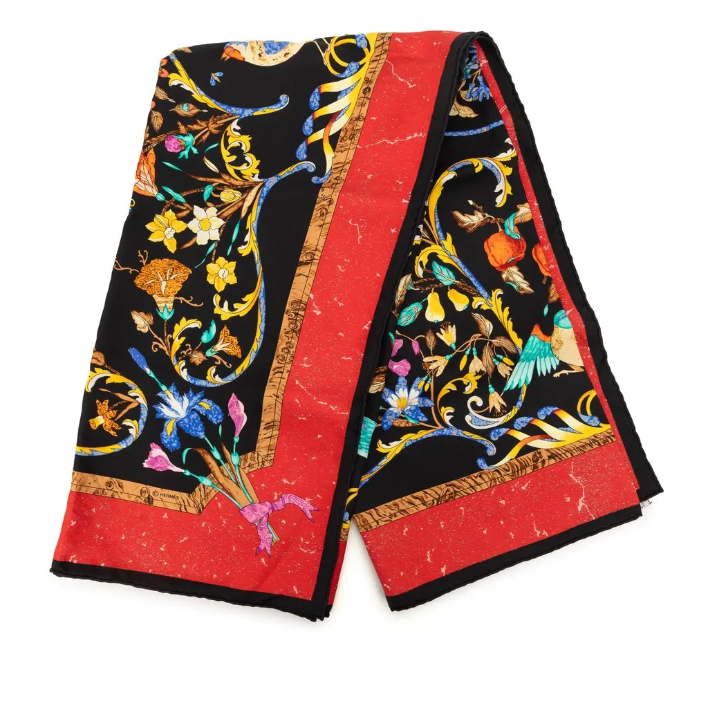 Hermès Pierres d Orient et d Occiden  Silk Scarf 90 Black Very good - Front View