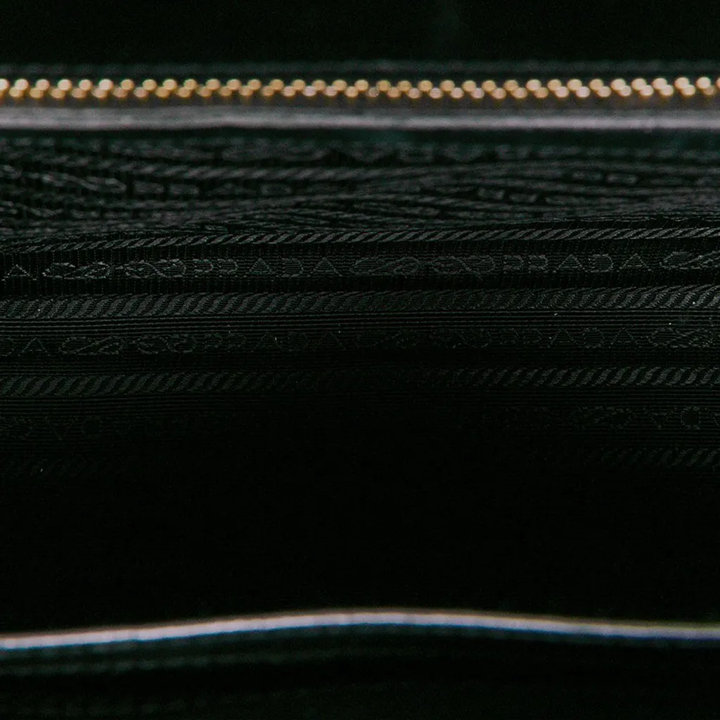 Prada Small Soft Calf Symbole Satchel Black Leather Very good - Model View