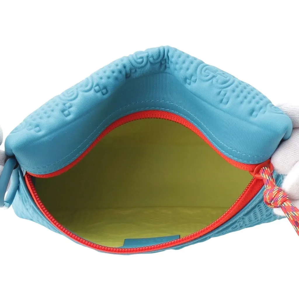 Gucci GG Embossed Neoprene Scuba Pouch Blue Polyester Good - Model View