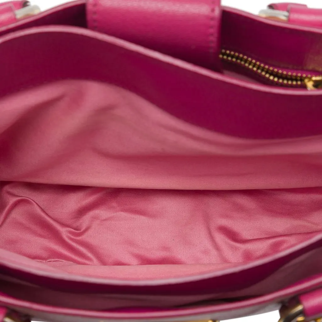 Miu Miu Bicolor Goatskin Madras Satchel Pink Leather Very good - Model View
