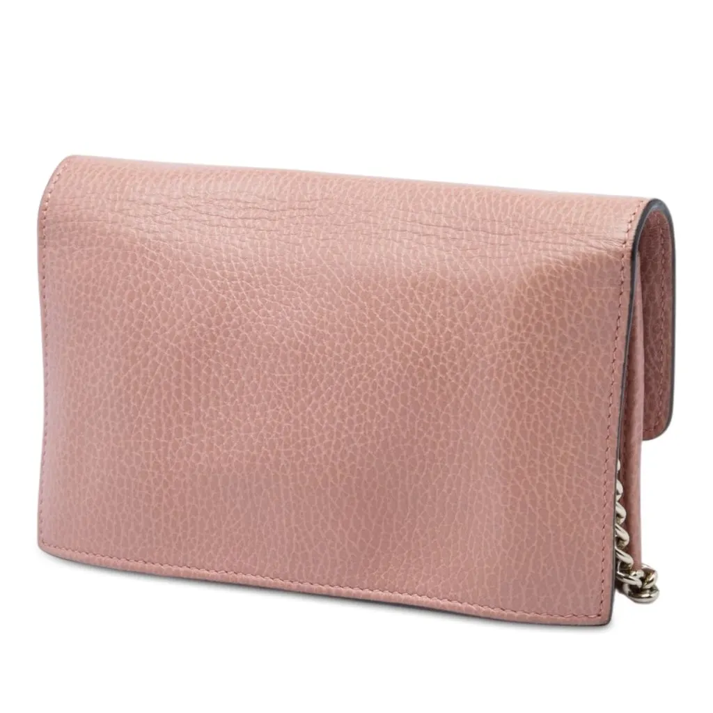 Gucci Dollar Calfskin Interlocking G Wallet on Chain Brown Leather Good - Back View