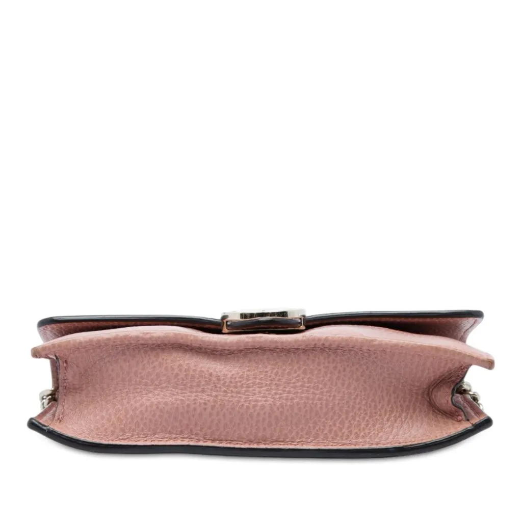 Gucci Dollar Calfskin Interlocking G Wallet on Chain Brown Leather Good - Inside View