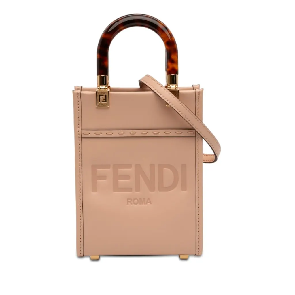 Fendi Mini Leather Sunshine Shopper Tote Pink Leather Never worn - Front View