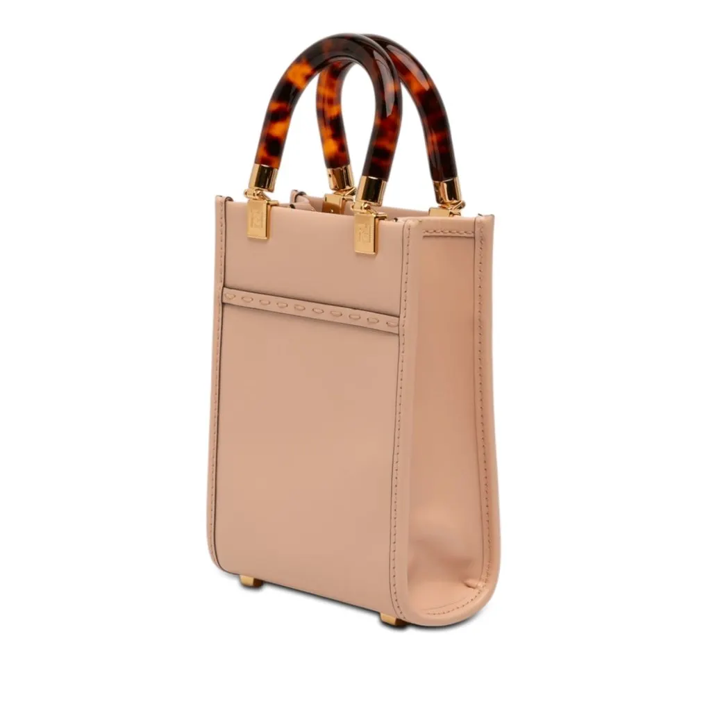 Fendi Mini Leather Sunshine Shopper Tote Pink Leather Never worn - Back View
