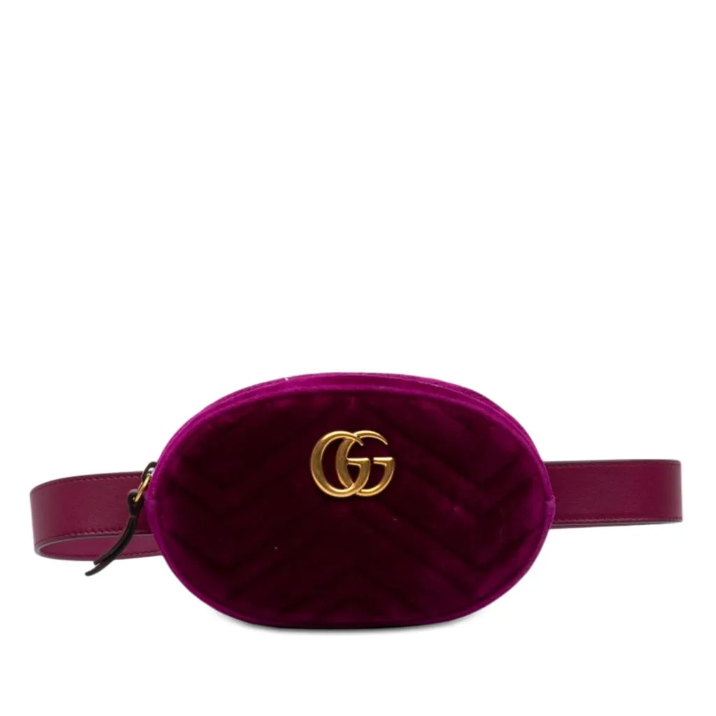 Gucci GG Marmont Matelasse Velvet Belt Bag Purple Very good - Front View