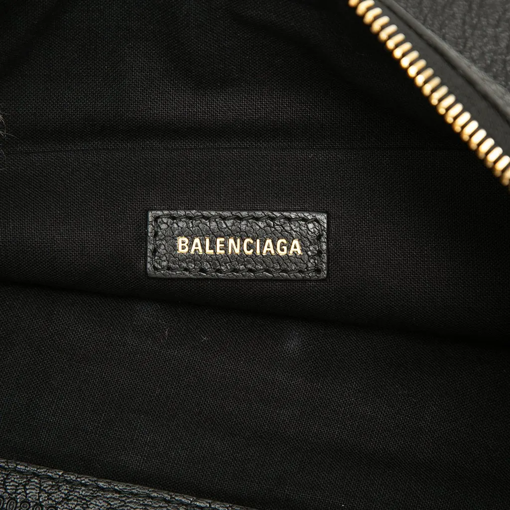 Balenciaga Medium Goatskin Motocross Classic Metallic Edge Clutch Black Leather Good - Box View