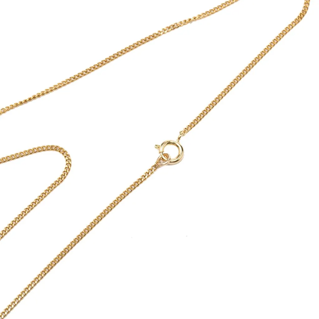 Chanel CC Gold Plated and Enamel Round Pendant Necklace Gold Metal Very good - Model View