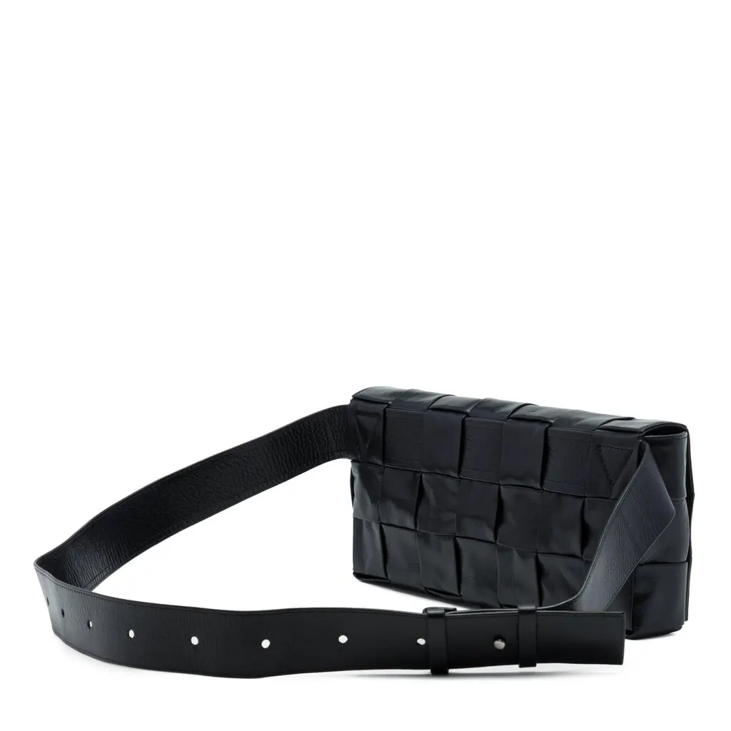 Bottega Veneta Stretch Paper Calfskin Intrecciato Cassette Crossbody Black Leather Very good - Back View