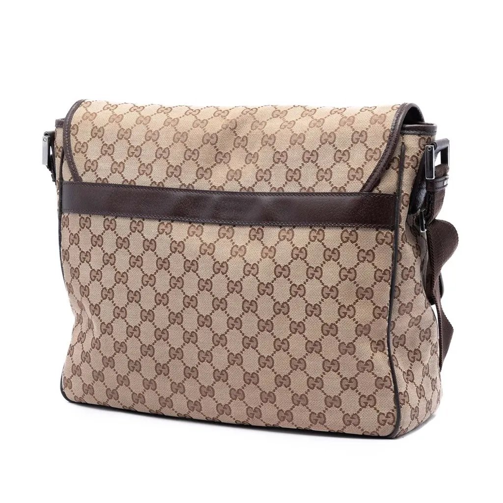 Gucci GG Canvas Flap Messenger Bag Beige Very good - Back View