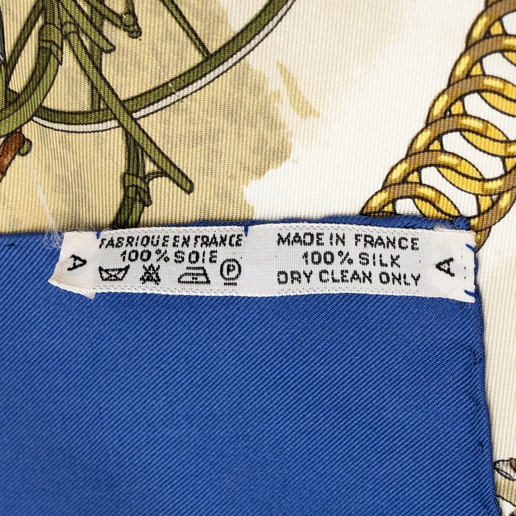 Hermès La Promenade de Longchamps Silk Scarf 90 Blue Silk Very good - Back View