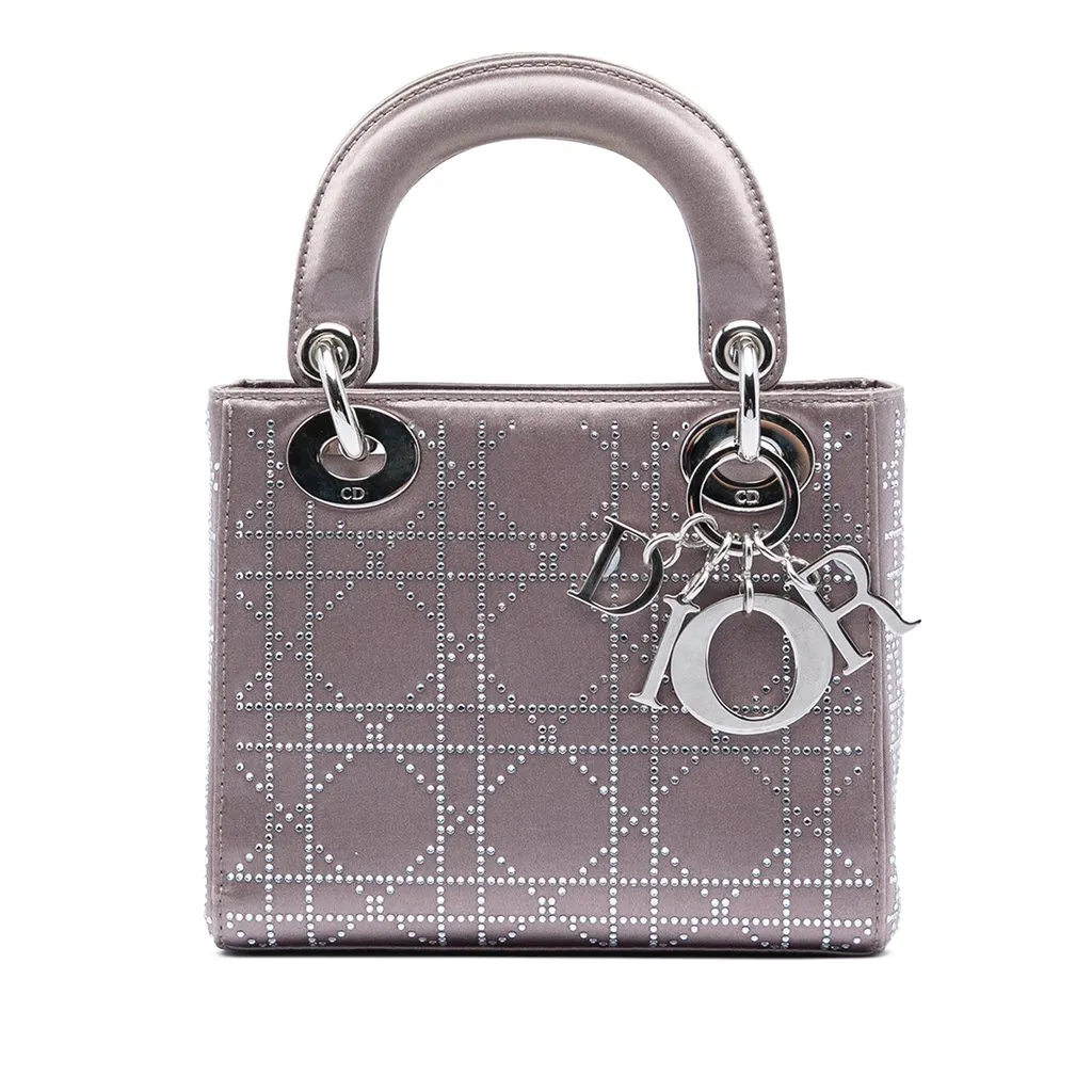 Dior Mini Satin Cannage Crystal Embellished Lady Dior MultiColor Very good - Front View