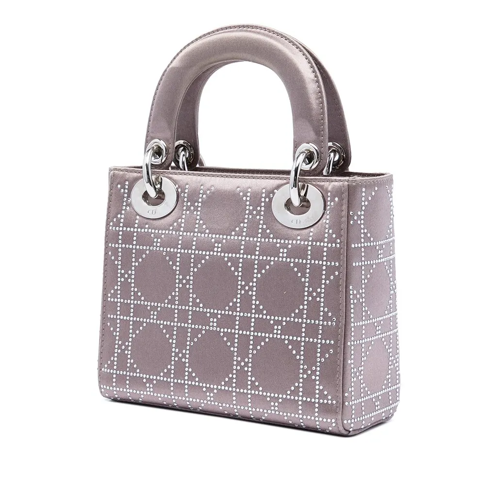 Dior Mini Satin Cannage Crystal Embellished Lady Dior MultiColor Very good - Back View