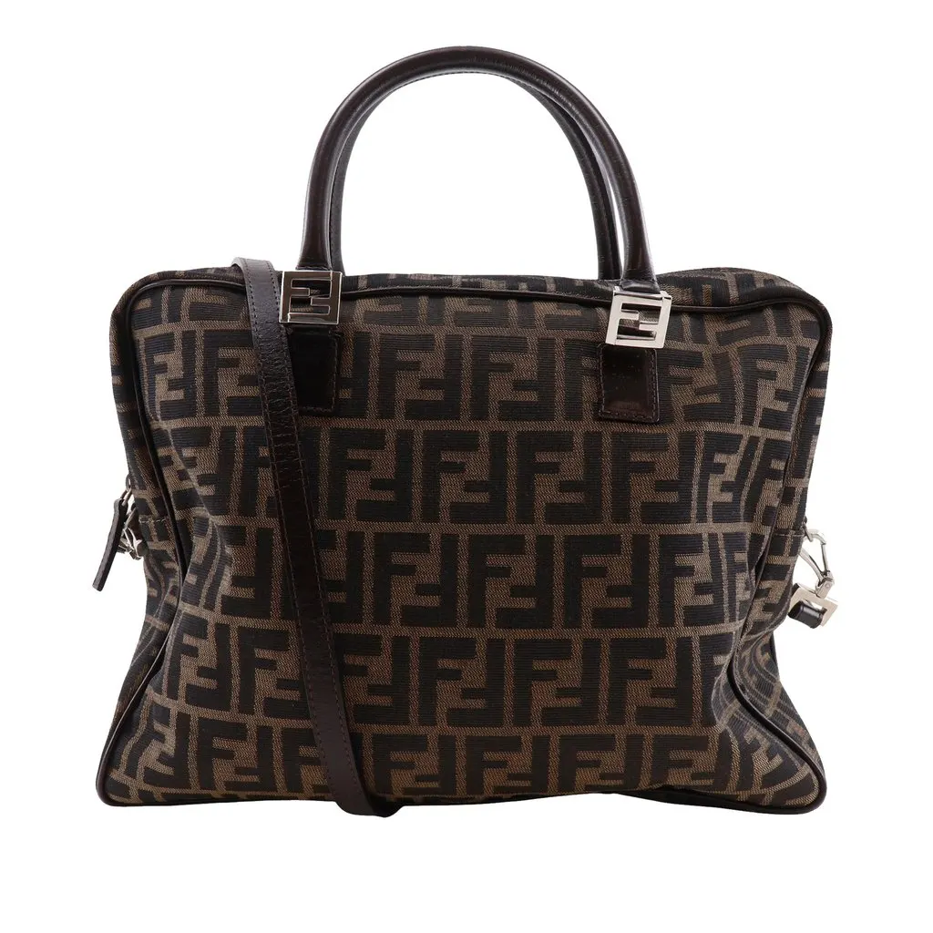 Fendi Zucca Canvas Business Bag Brown Very good - Front View