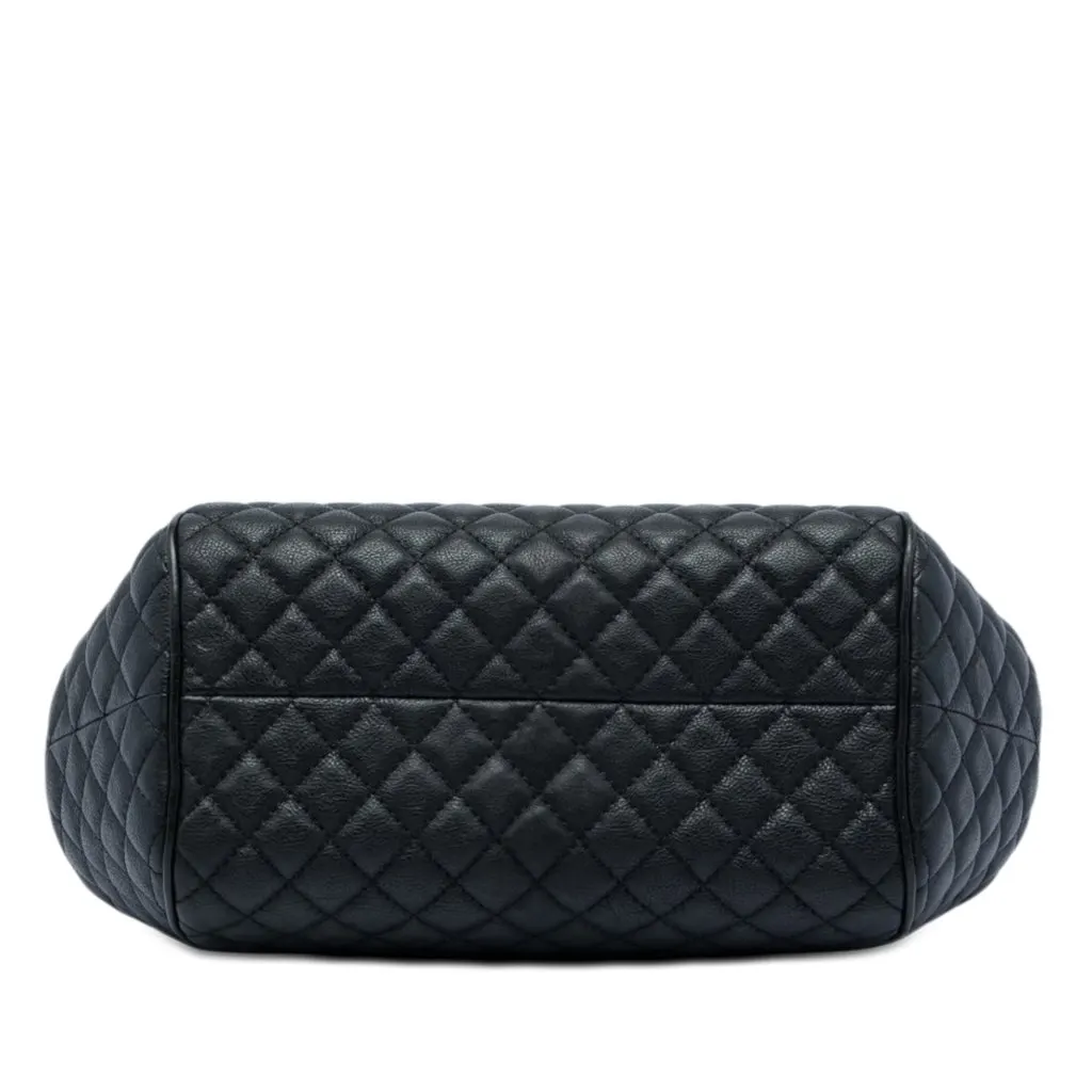 Chanel Paris Rome Quilted Calfskin Colosseum Lock Frame Bowling Bag Black Leather Very good - Inside View