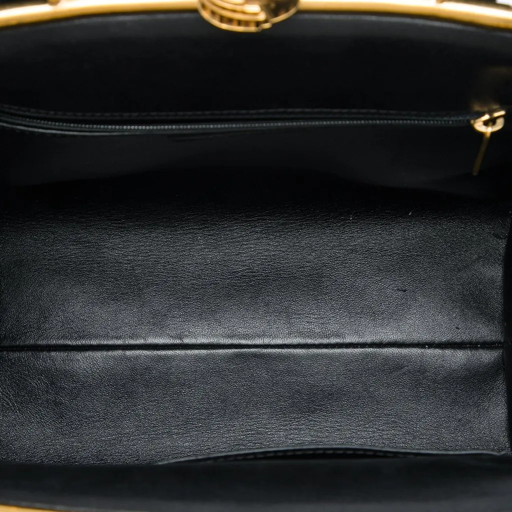 Chanel Paris Rome Quilted Calfskin Colosseum Lock Frame Bowling Bag Black Leather Very good - Model View