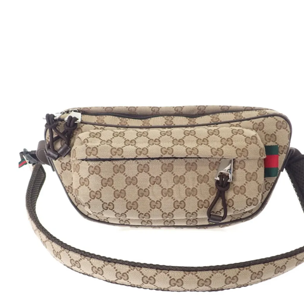 Gucci Small GG Canvas Web Crossbody Beige Very good - Front View