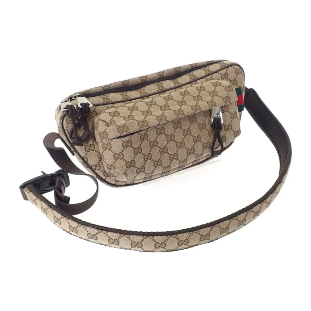 Gucci Small GG Canvas Web Crossbody Beige Very good - Back View