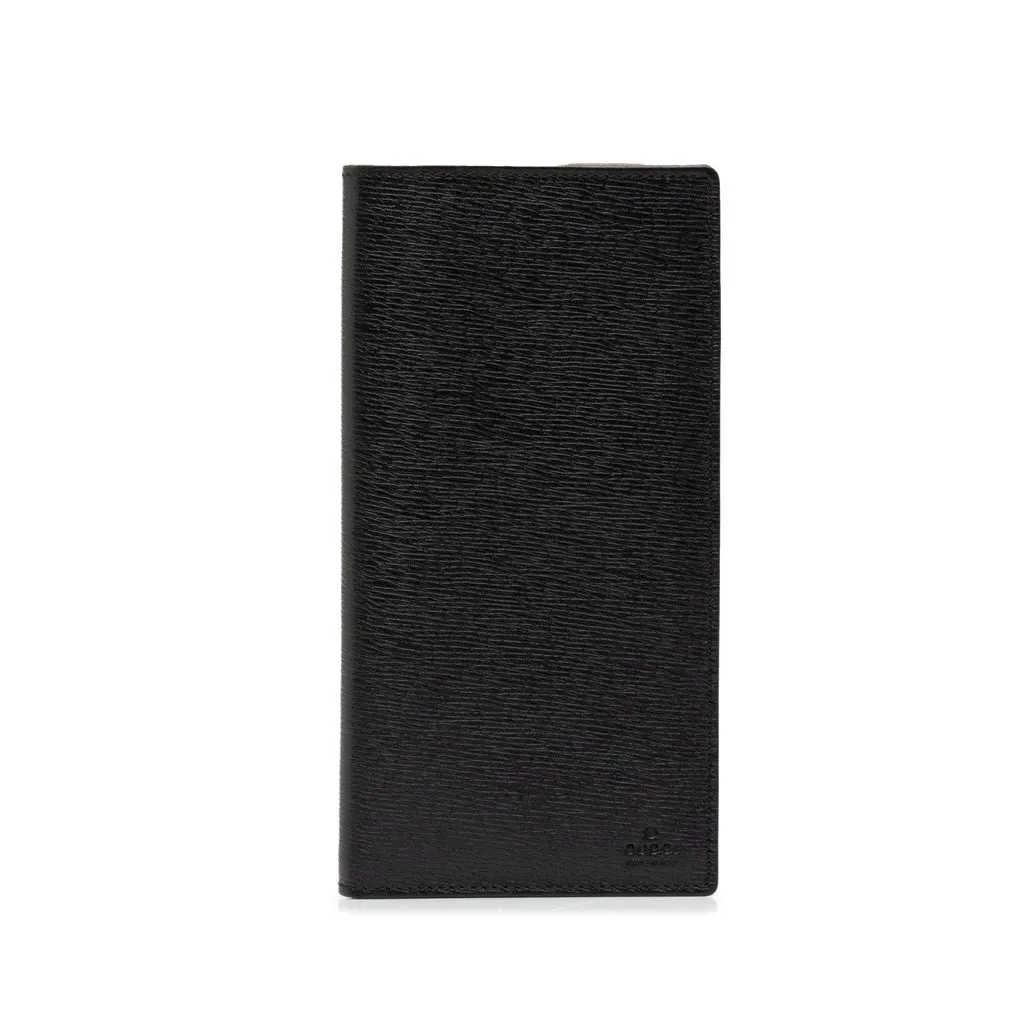 Gucci Calfskin Bifold Long Wallet Black Leather Very good - Front View