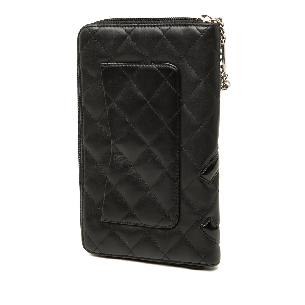 Chanel Quilted Lambskin Cambon Ligne Zippy Organizer Wallet Black Leather Very good - Back View