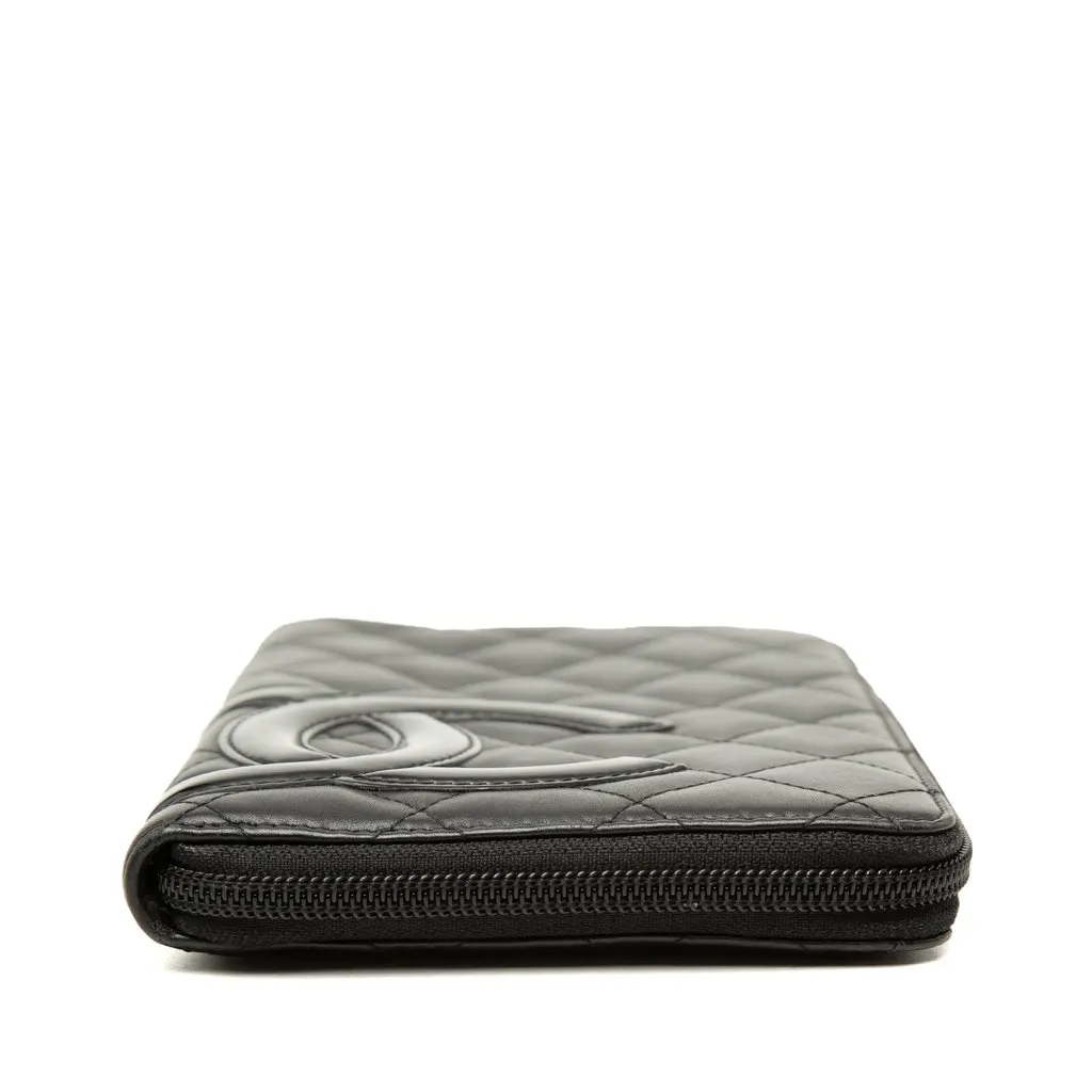 Chanel Quilted Lambskin Cambon Ligne Zippy Organizer Wallet Black Leather Very good - Inside View