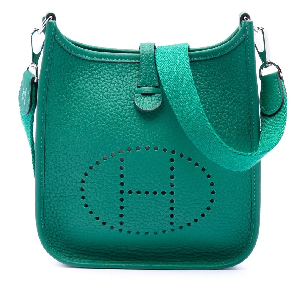 Hermès Taurillon Clemence Evelyne I TPM Green Leather Very good - Front View