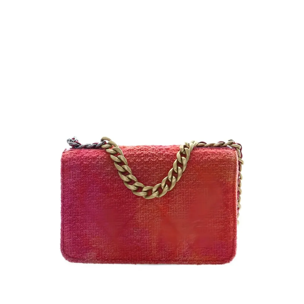 Chanel Tweed Ombre 19 Wallet On Chain Pink Tweed Very good - Back View