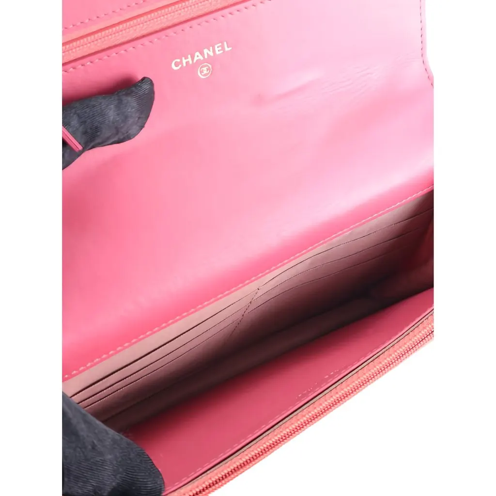 Chanel Tweed Ombre 19 Wallet On Chain Pink Tweed Very good - Model View
