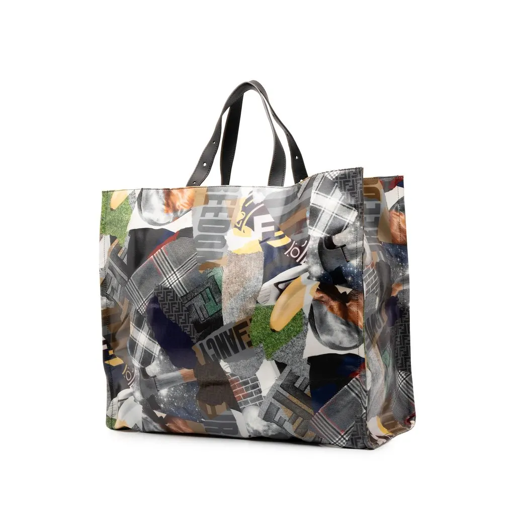 Fendi Hey Reilly Zucca FF 1974 Coated Canvas Tote MultiColor Canvas Very good - Back View