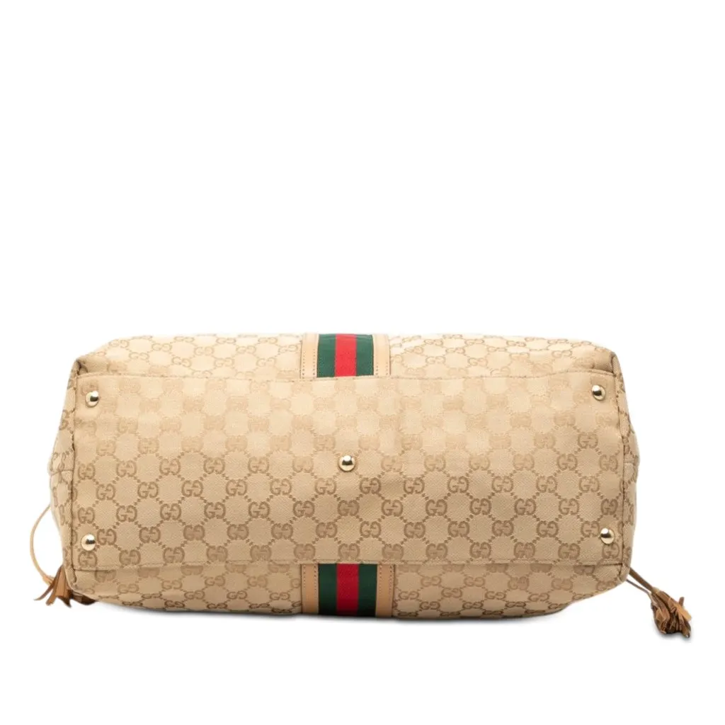 Gucci GG Canvas Web Tassel Tote Beige Very good - Inside View