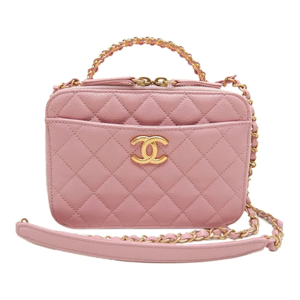 Chanel Small Quilted Caviar Pick Me Up Vanity Case Pink Leather Very good - Front View