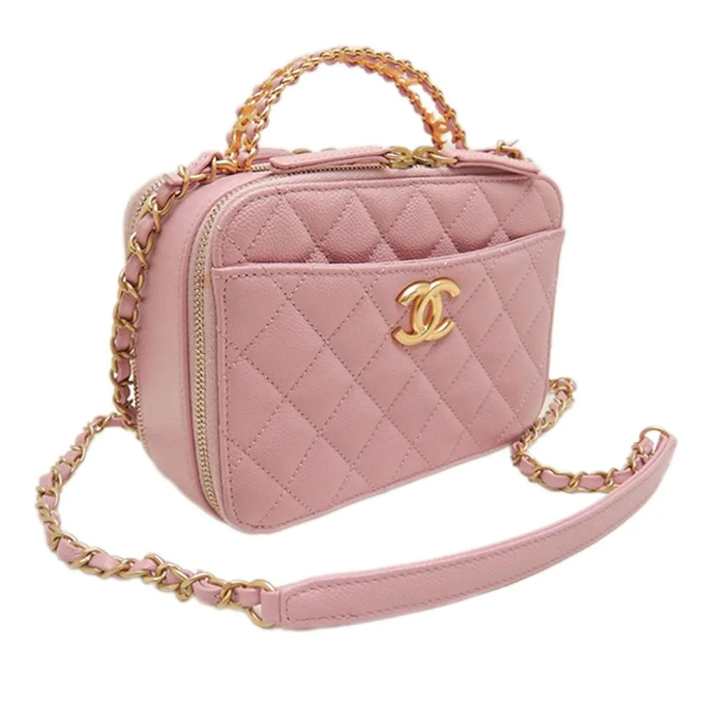 Chanel Small Quilted Caviar Pick Me Up Vanity Case Pink Leather Very good - Back View