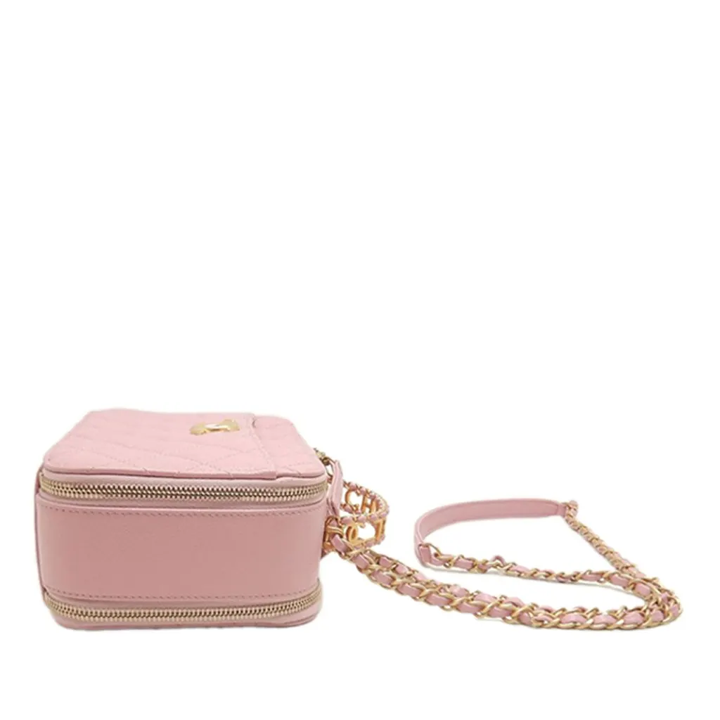Chanel Small Quilted Caviar Pick Me Up Vanity Case Pink Leather Very good - Model View