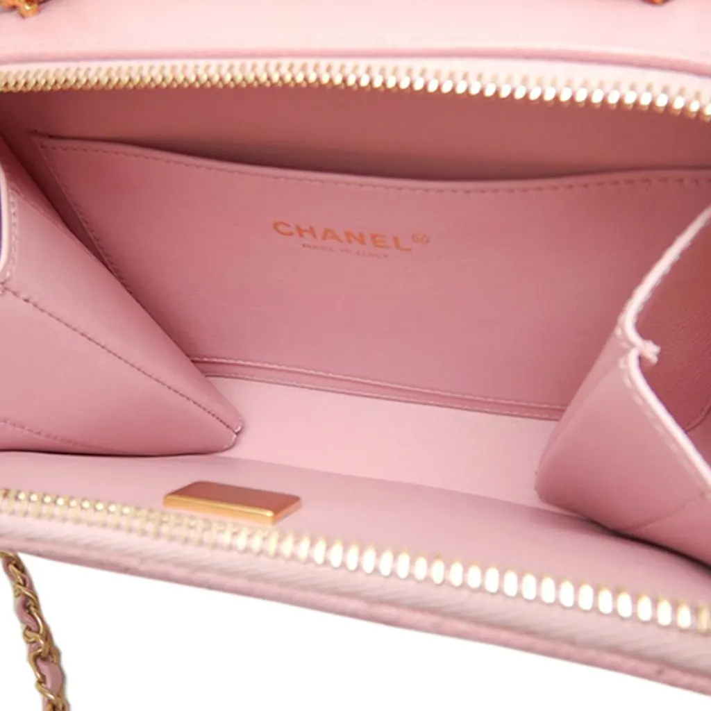 Chanel Small Quilted Caviar Pick Me Up Vanity Case Pink Leather Very good - Box View