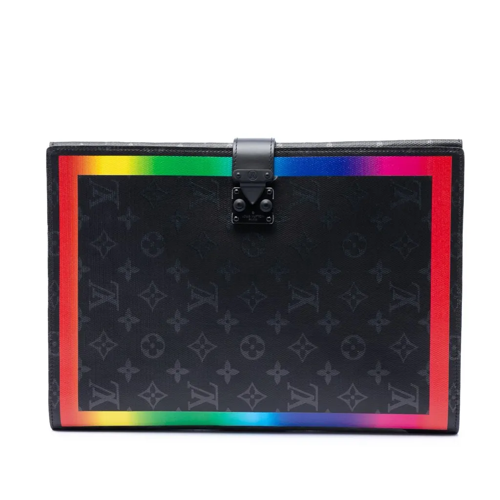 Louis Vuitton Monogram Eclipse Rainbow Franck Folder Black Very good - Front View