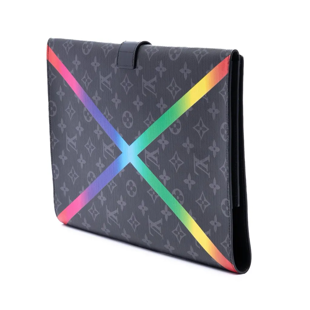 Louis Vuitton Monogram Eclipse Rainbow Franck Folder Black Very good - Back View
