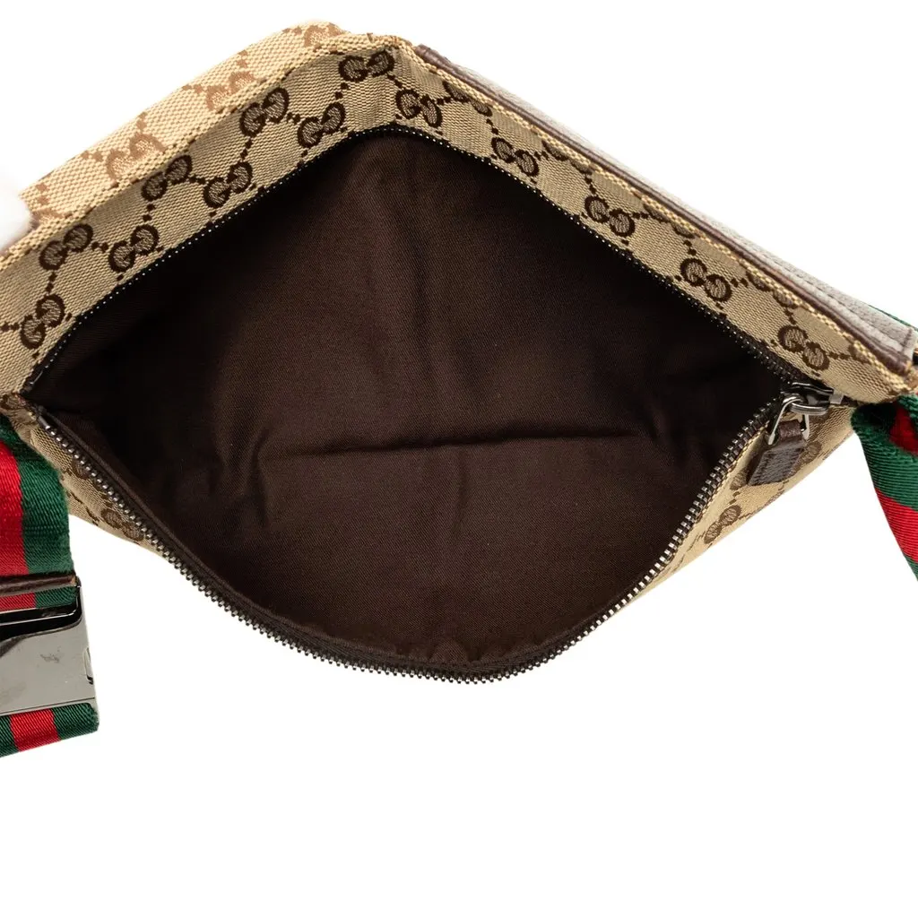 Gucci GG Canvas Web Double Pocket Belt Bag Beige Very good - Model View