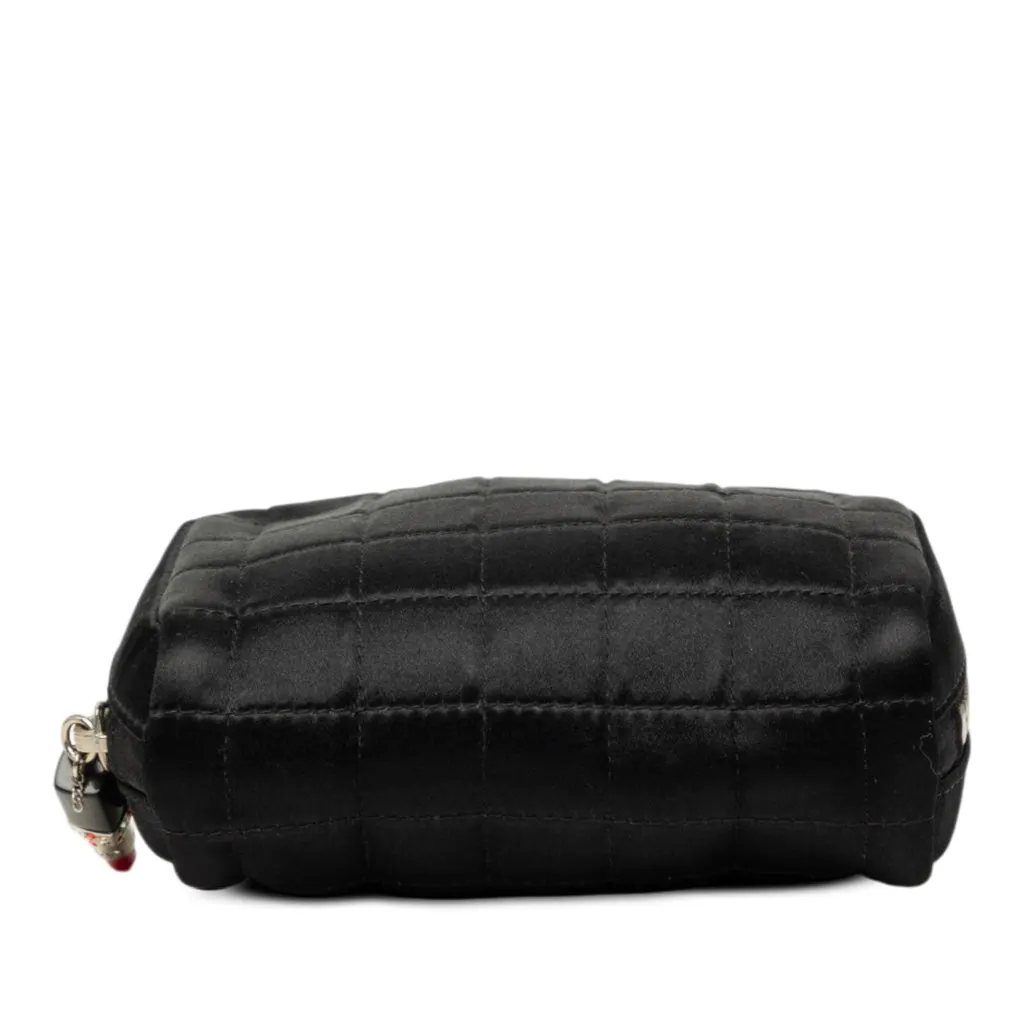 Chanel Mini CC Chocolate Bar Satin Lipstick Charm Pouch Black Good - Inside View