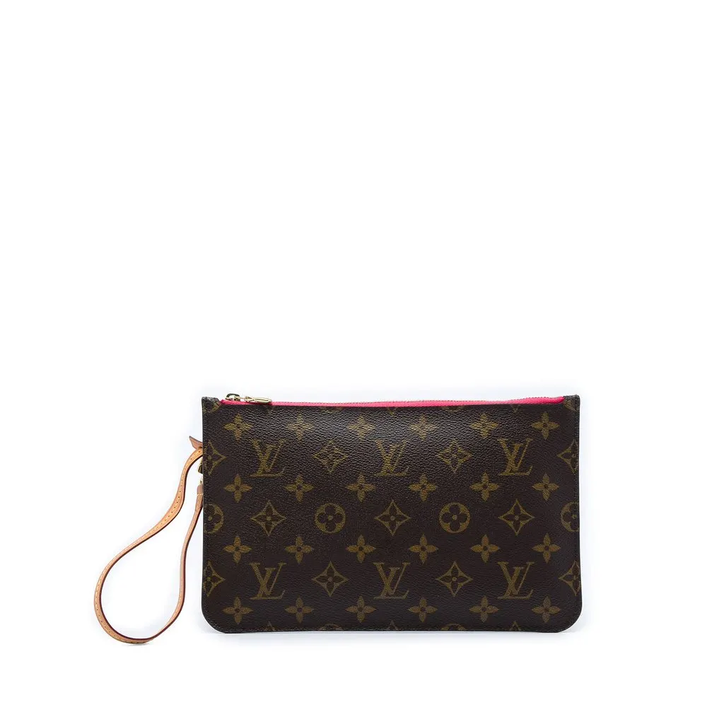 Louis Vuitton Monogram Neverfull Pouch MM Brown Canvas Very good - Front View