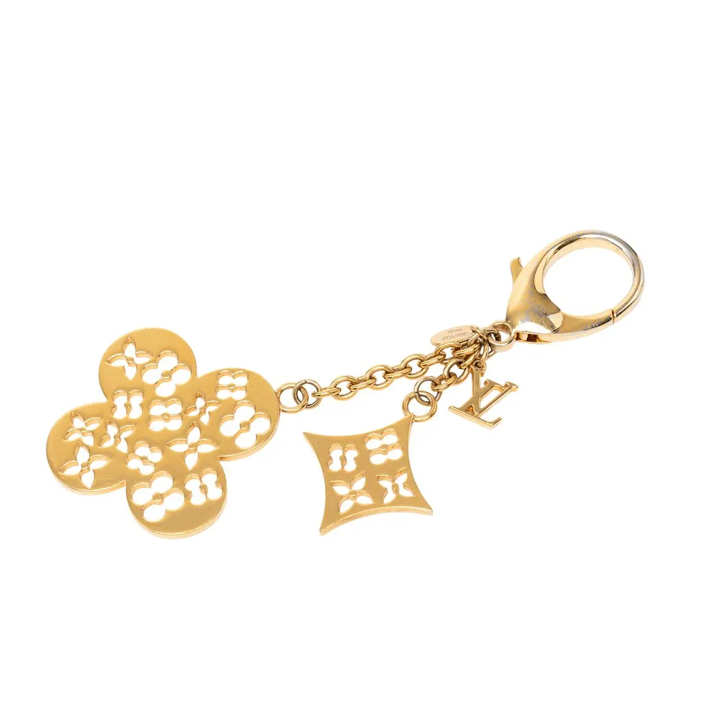 Louis Vuitton Gold Plated Monogram Ivy Flower Bag Charm Gold Metal Very good - Front View