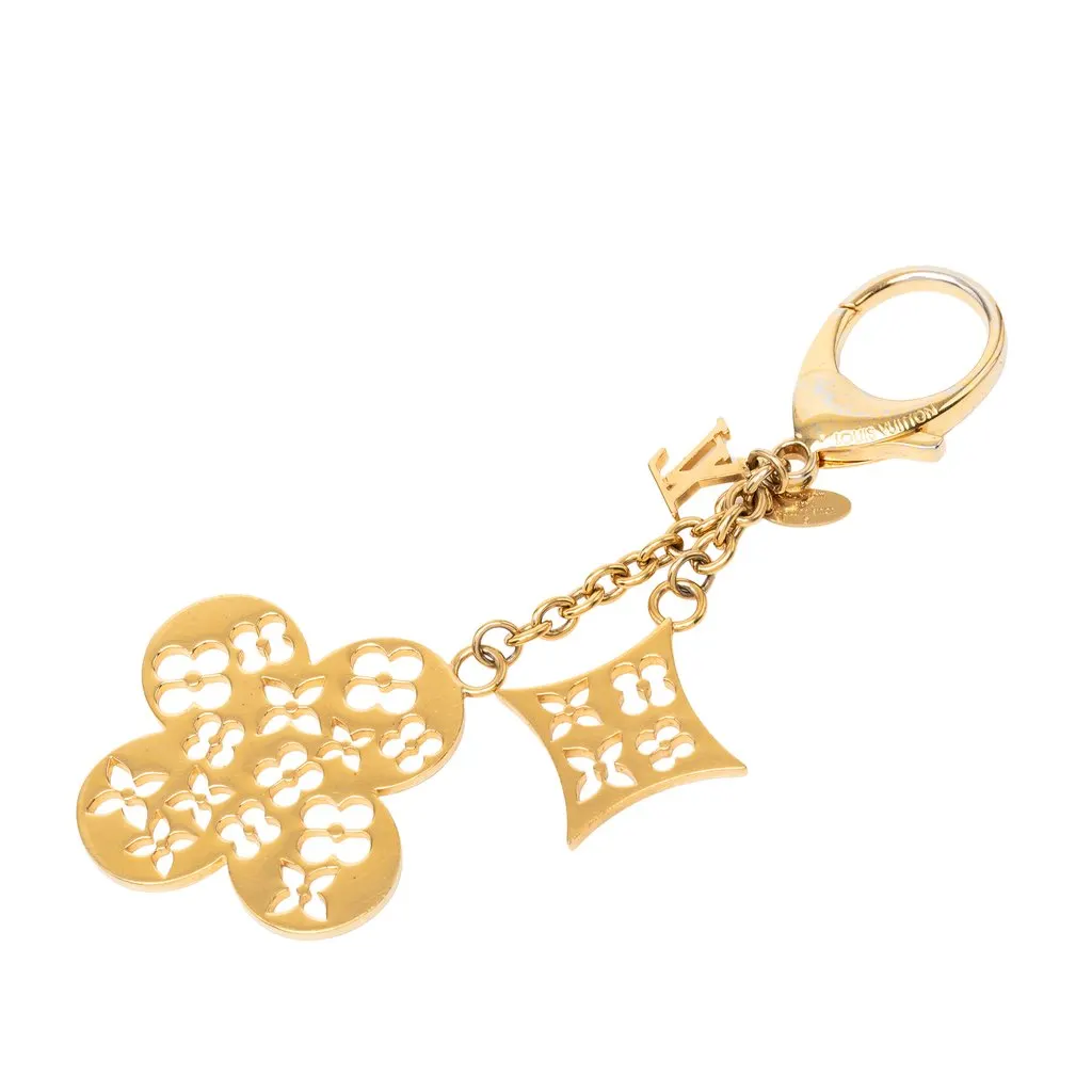 Louis Vuitton Gold Plated Monogram Ivy Flower Bag Charm Gold Metal Very good - Back View