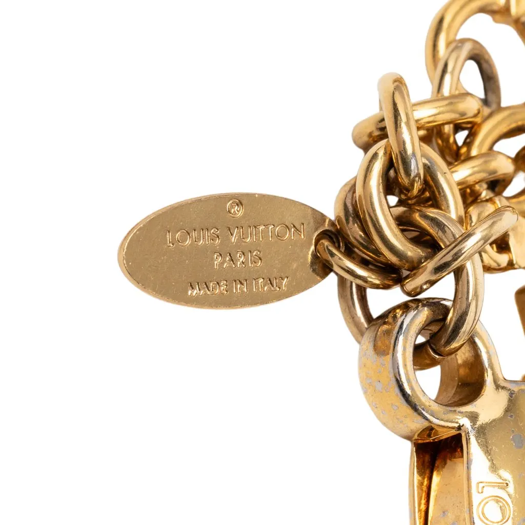 Louis Vuitton Gold Plated Monogram Ivy Flower Bag Charm Gold Metal Very good - Inside View