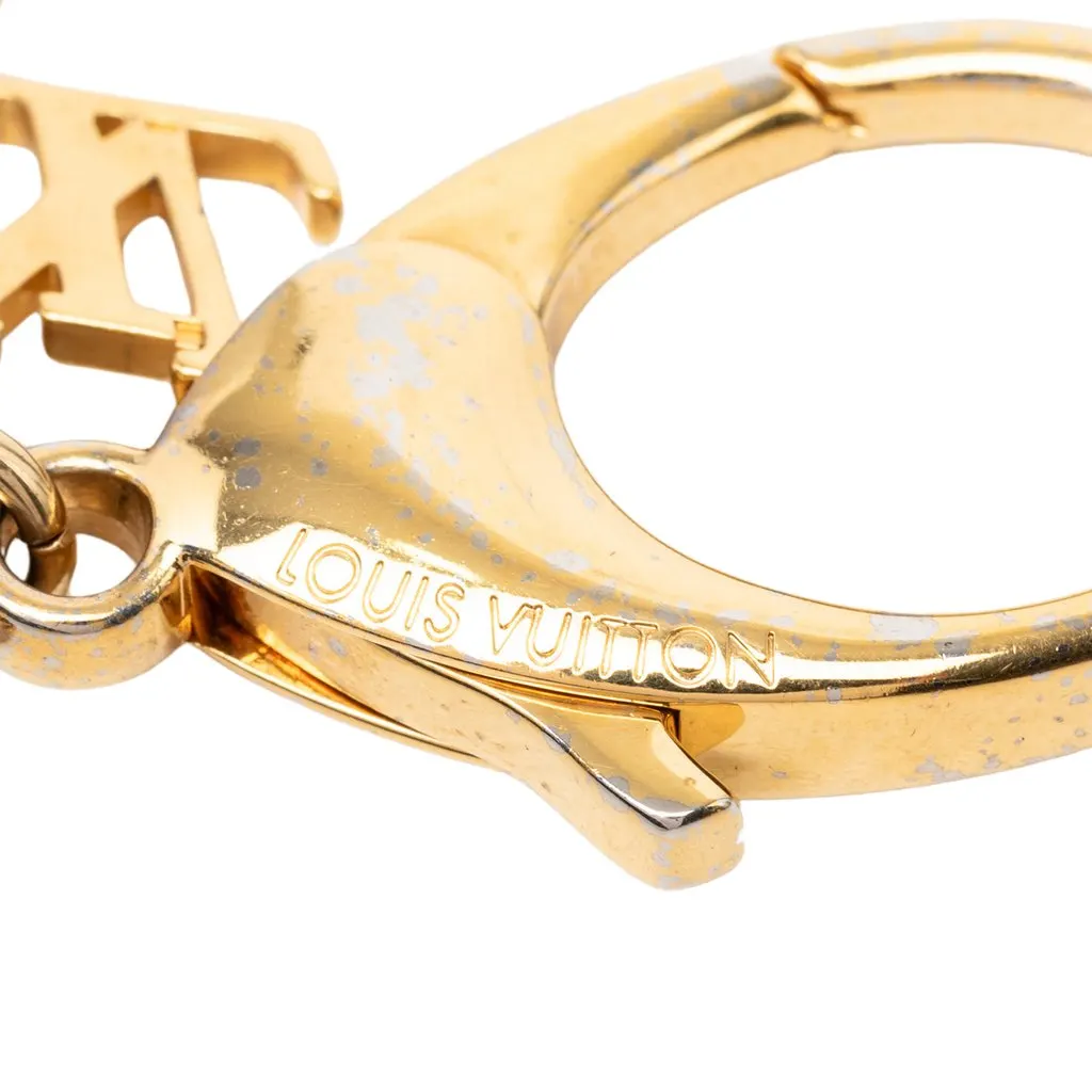 Louis Vuitton Gold Plated Monogram Ivy Flower Bag Charm Gold Metal Very good - Model View