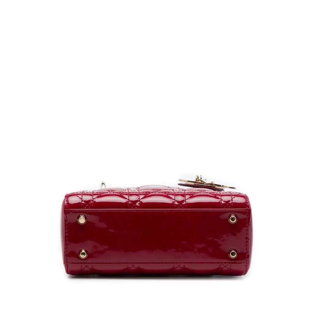 Dior Mini Patent Cannage Lady Dior Red Leather Very good - Inside View