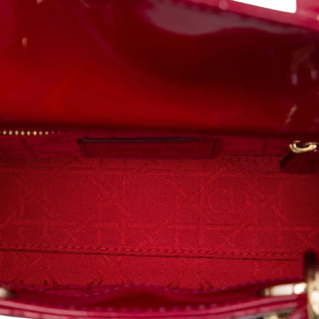 Dior Mini Patent Cannage Lady Dior Red Leather Very good - Model View